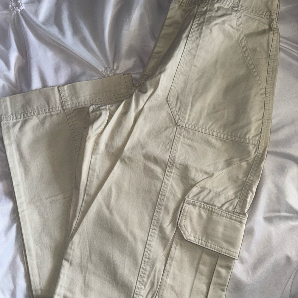 Womens Cream Cargo Pants